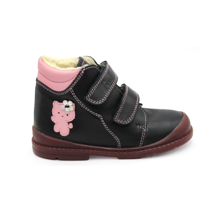 Ghete - Pantofi supinați, căptușite, pentru fete, model cu pisică