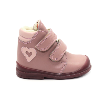 Ghete - Pantofi supinați, căptușite, pentru fete, model cu inimioară