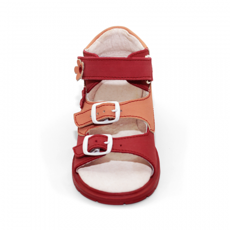 Sandale supinate, cu scai, din piele, pentru fete, model cu floare [1]