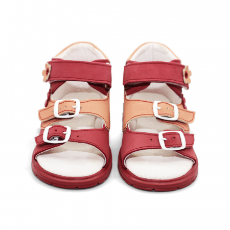 Sandale supinate, cu scai, din piele, pentru fete, model cu floare [2]