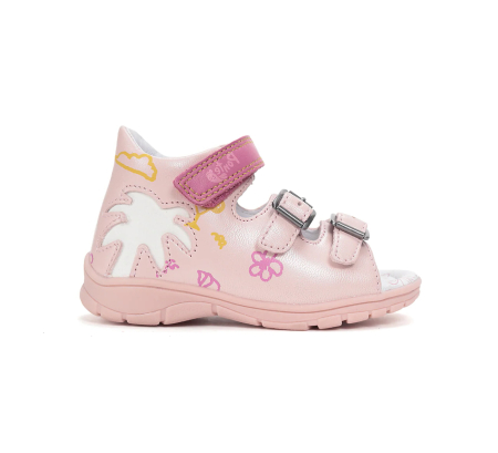 Sandale - Sandale supinate, cu scai și cataramă, pentru fete, model cu palmier