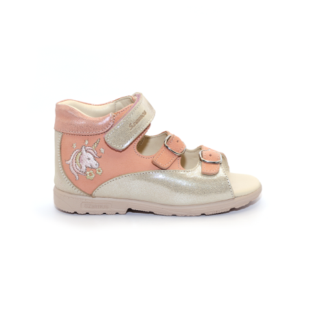 Sandale supinate, cu scai și cataramă, pentru fete, model cu unicorn [0]