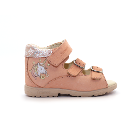 Sandale - Sandale supinate, cu scai și cataramă, pentru fete, model cu unicorn