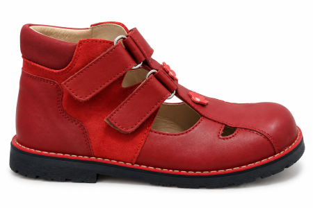 Sandale - Sandale supinate, închise, cu scai , pentru fete, model cu floare