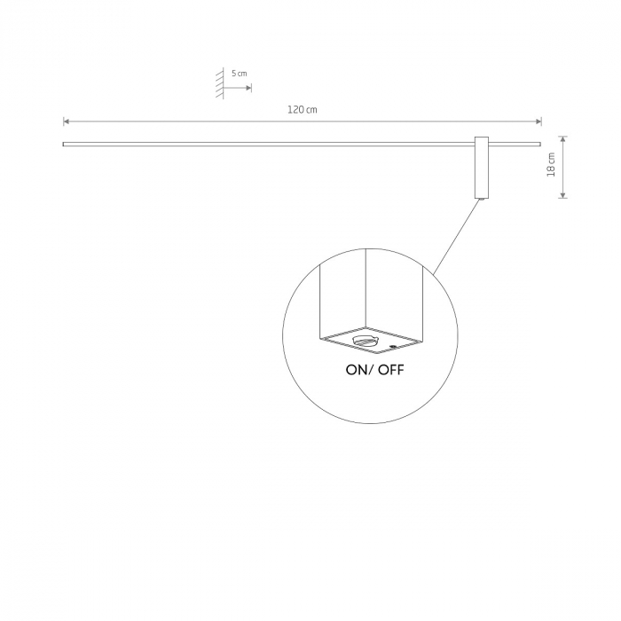 Aplica de perete LED MOTIVE L cu intrerupator, neagra, 3000K, 540 lm, lungime 120 cm - NOWODVORSKI [3]