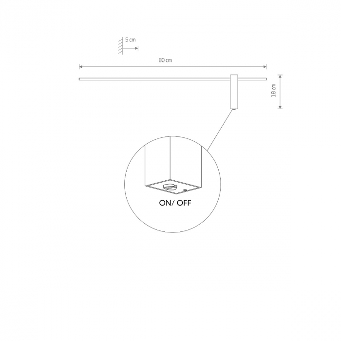 Aplica de perete LED MOTIVE M cu intrerupator, neagra, 3000K, 380 lm, lungime 80 cm - NOWODVORSKI [3]