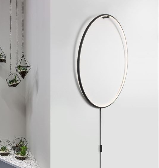 Aplica de perete LED RING cu intrerupator, neagra, 3000K, 1445 lm, diametru 79 cm - NOVA LUCE [1]