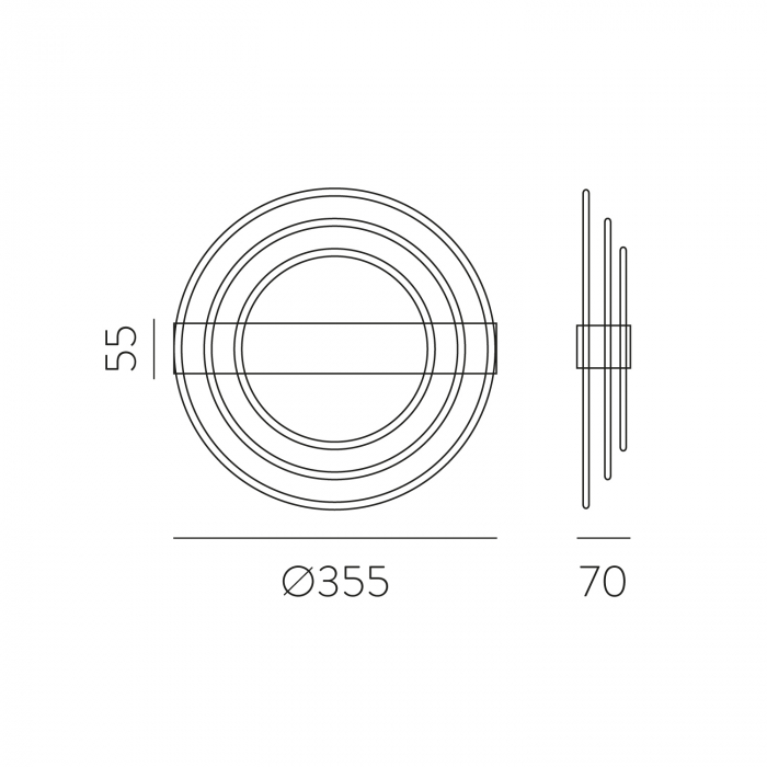 Aplica de perete LED RINGO, negru, 2700K-3000K, 808 lm, diametru 35.5 cm - ACB [4]