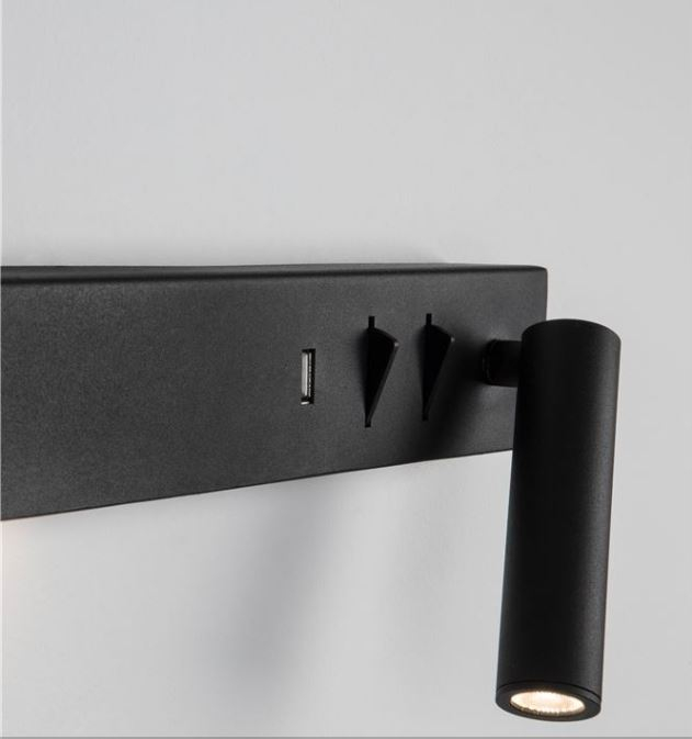 Aplica perete LED VIDA neagra, spot dreapta, 3000k, 350 lm, USB, lungime 35 cm - NOVA LUCE [2]