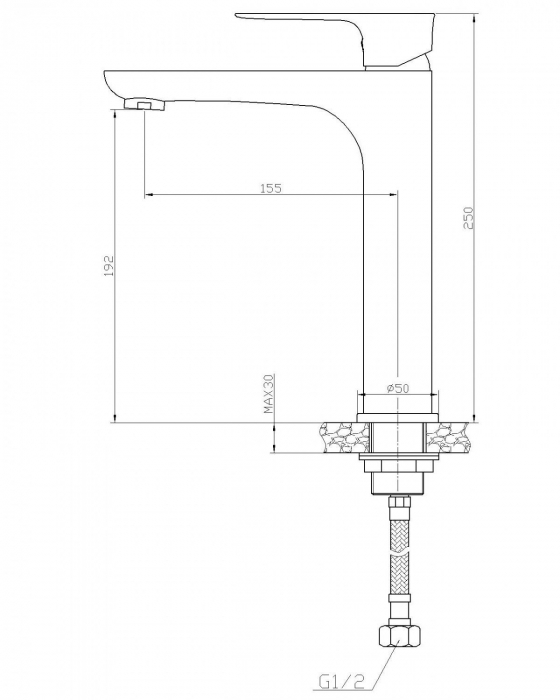 Baterie baie pentru lavoar inalta LEVEL, alb/crom, inaltime 25 cm - CASA BLANCA [5]