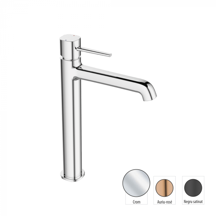 Baterie baie pentru lavoar inalta POLLA, crom lucios, inaltime 29.7 cm - LAVEO [2]