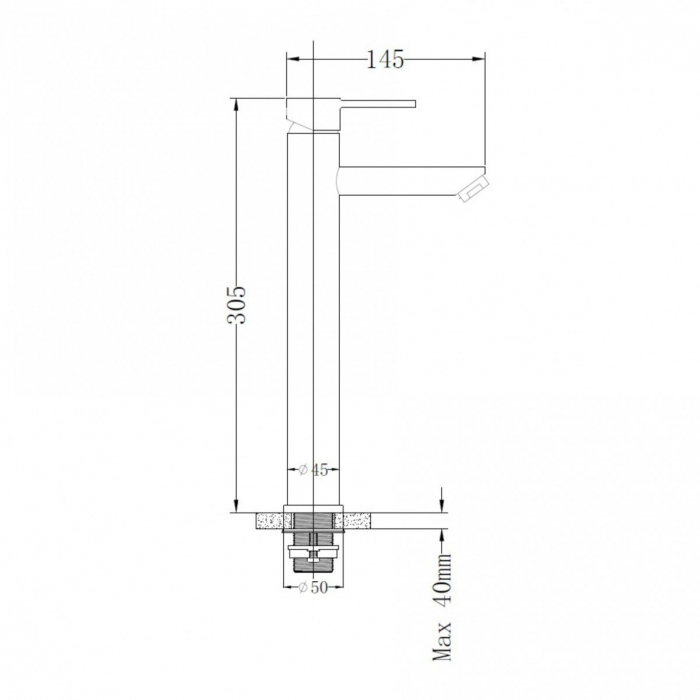 Baterie baie pentru lavoar inalta STEEL BLR2H, monocomanda, inox, inaltime 30.5 cm - CASA BLANCA [2]