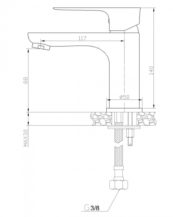 Baterie baie pentru lavoar LEVEL, crom, inaltime 14 cm - CASA BLANCA [4]
