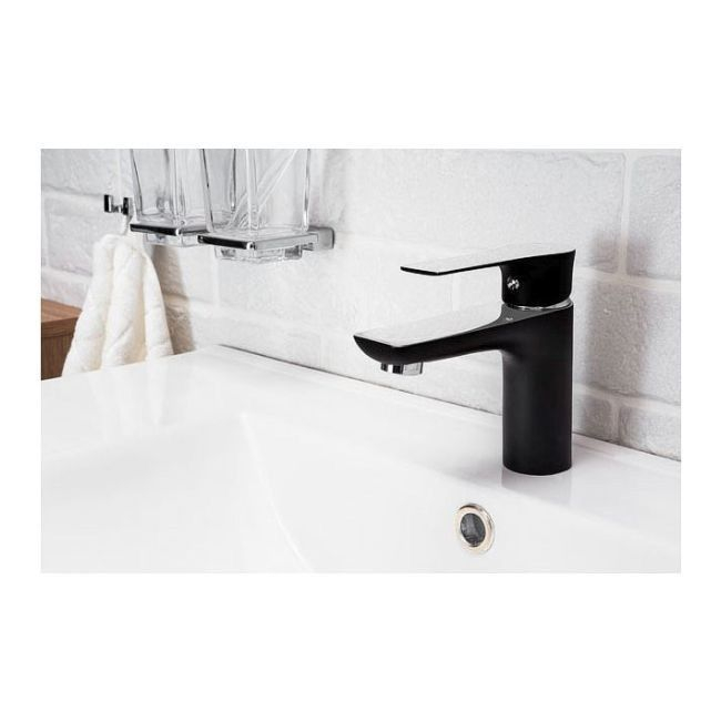 BBaterie baie pentru lavoar LEVEL, negru/crom, inaltime 14 cm - CASA BLANCA [3]