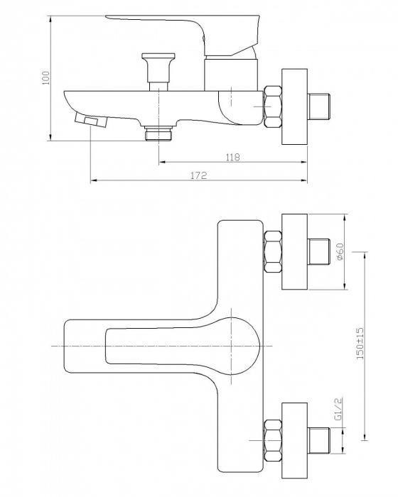Baterie pentru cada LEVEL, monocomanda, alb/crom - CASA BLANCA [2]