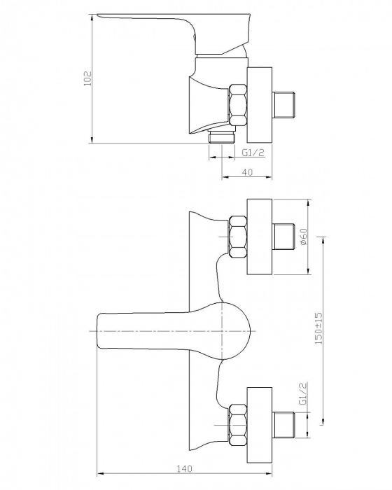 Baterie pentru dus LEVEL, monocomanda, alb/crom - CASA BLANCA [4]