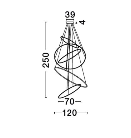 Candelabru cercuri LED NUDOS, auriu, dimabil, 3000K, 19670 lm, diametru 120 cm - NOVA LUCE [5]