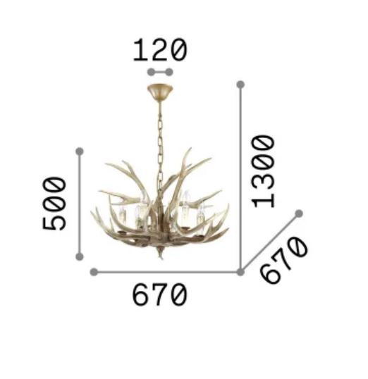 Candelabru CHALET SP 6, bej, 6*E14, 40W, diametru 67 cm - IDEAL LUX [3]