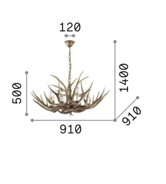 Candelabru CHALET SP 8, bej, 8*E14, 40W, diametru 91 cm - IDEAL LUX [4]