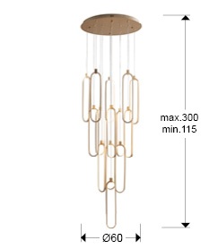 Candelabru COLETTE LED, auriu-rose, dimabil, 3000K, 16.380 lm, diametru 60 cm - SCHULLER [9]