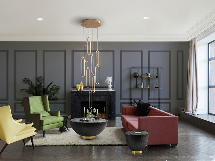 Candelabru COLETTE LED, auriu-rose, dimabil, 117W, 3000K, diametru 50 cm - SCHULLER [3]