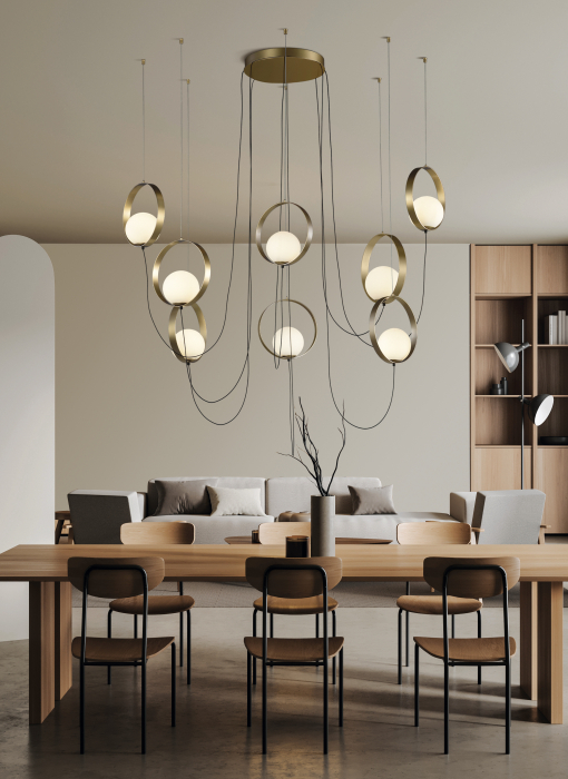 Candelabru LED HALO 8L, auriu/alb, 2700-3000K, 2960 lm - ACB [4]
