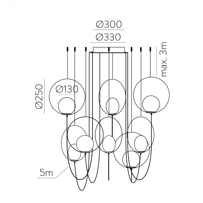Candelabru LED HALO 8L, auriu/alb, 2700-3000K, 2960 lm - ACB [5]