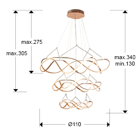 Candelabru LED MOLLY 3, auriu-rose, 3000K, 12420 lm, diametru 110 cm - SCHULLER [3]