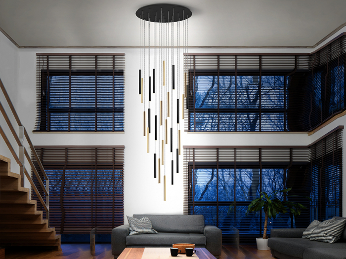 Candelabru LED VARAS, negru/auriu, 3000K, 11.250 lm, diamteru 90 cm - SCHULLER [3]