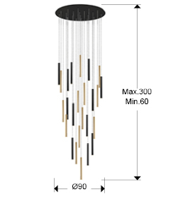 Candelabru LED VARAS, negru/auriu, 3000K, 11.250 lm, diamteru 90 cm - SCHULLER [5]