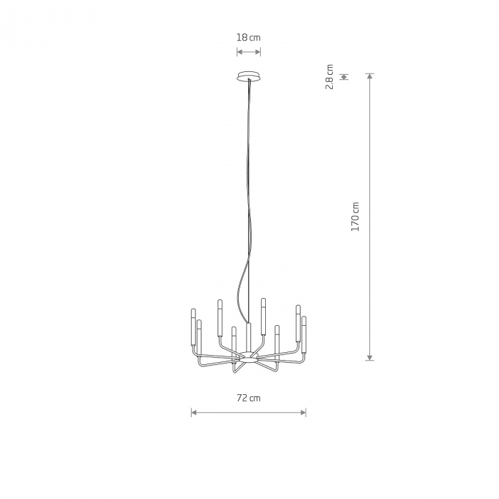 Candelabru ORTO VIII, negru, 8*E14, diametru 72 cm - NOWODVORSKI [2]