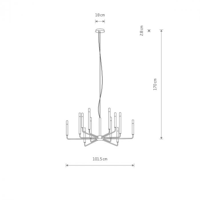 Candelabru ORTO XII A, gri deschis, 12*E14, diametru 102 cm - NOWODVORSKI [2]
