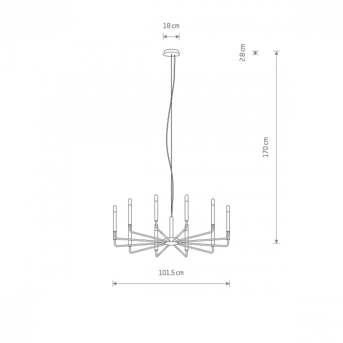 Candelabru ORTO XII B, gri deschis, 12*E14, diametru 102 cm - NOWODVORSKI [4]
