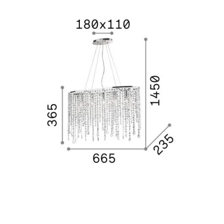 Candelabru RAIN SP5 crom, 5*E14, 40W, lungime 66.5 cm - IDEAL LUX [5]
