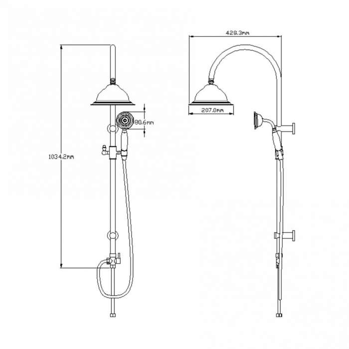 Coloana de dus EPOQUE BEP01, design retro, bronz satinat, inaltime 103 cm - CASA BLANCA [2]