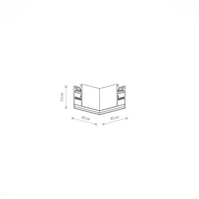 Conector de colt orizontal pentru sina magnetica LVM aplicata, 8.5 cm - NOWODVORSKI [2]