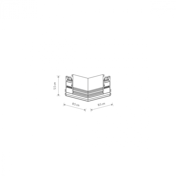 Conector de colt orizontal pentru sina magnetica LVM incastrata, 8.5 cm - NOWODVORSKI [2]