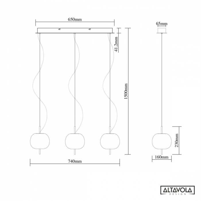 Lampa suspendata alb-aurie LED APPLE CL3 - Prestige by Altavola [2]