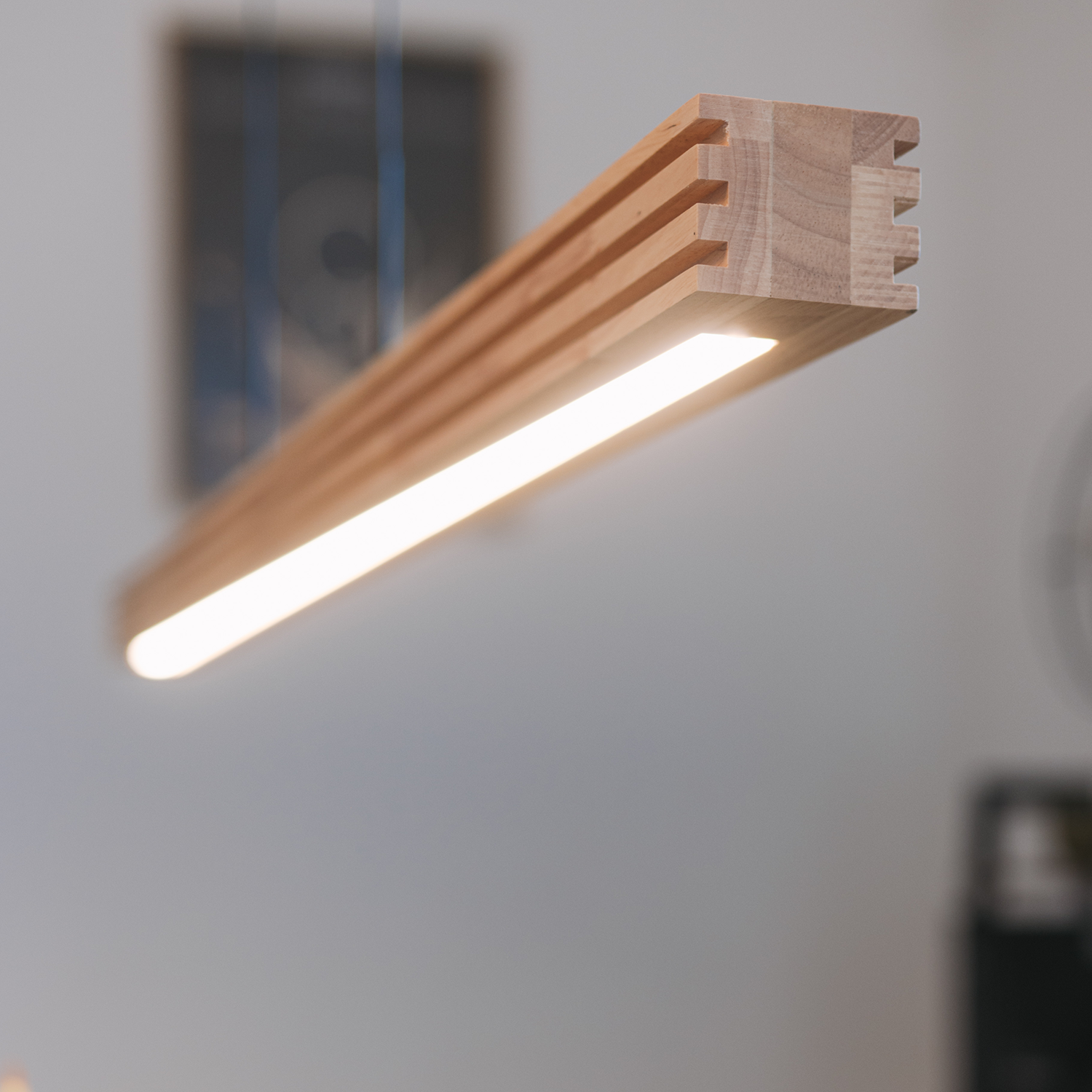 Lampa suspendata dimabila LED HOTAKA, lemn/negru, 3000K, 120 cm [2]