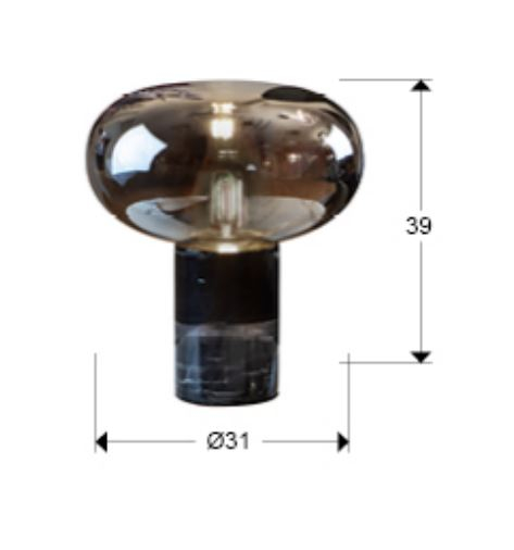 Lampa de masa FUNGI, marmura neagra, 1*E27, inaltime 39 cm - SCHULLER [3]