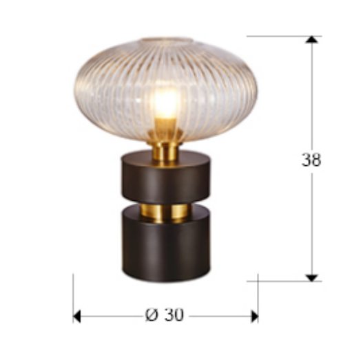 Lampa de masa NORMA, negru/alama, inaltime 38 cm - SCHULLER [5]