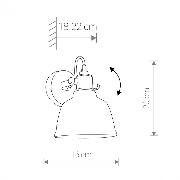 Lampa de perete AMALFI, argintiu/negru, 1*E27, 25W, diametru 16 cm - NOWODVORSKI [2]