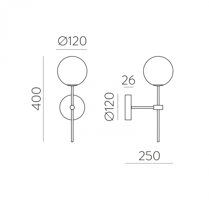 Lampa de perete DORIS, auriu/alb, 1*G9, IP44, inaltime 40 cm - ACB [4]