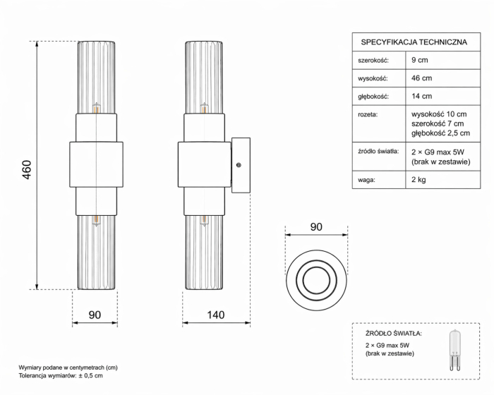 Lampă de perete GLOW, auriu, 46 cm - STEP INTO DESIGN [9]