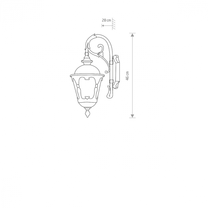 Lampa de perete pentru exterior TYBR, negru/auriu patinat, 1*E27, IP44, inaltime 46 cm - NOWODVORSKI [2]