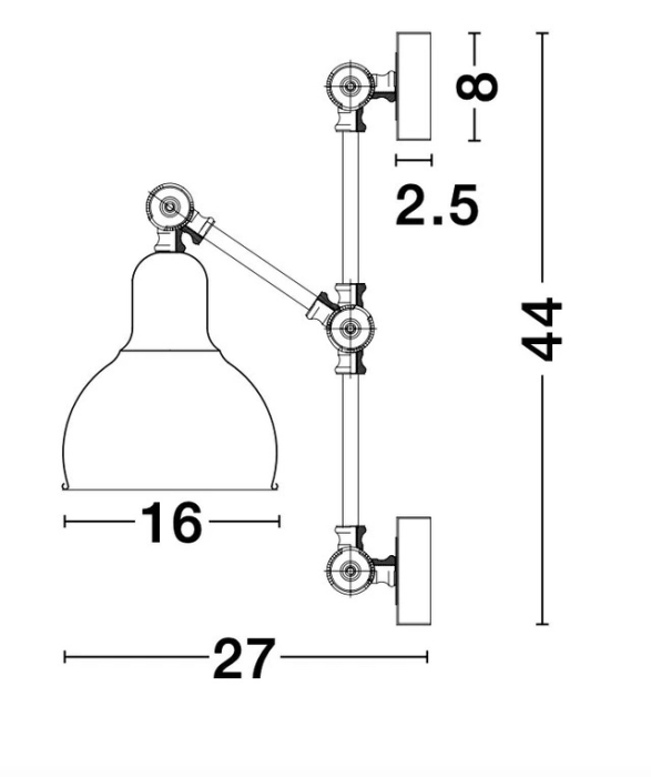 Lampă de perete VIRGO, negru/alamă, 44 cm-NovaLuce [8]