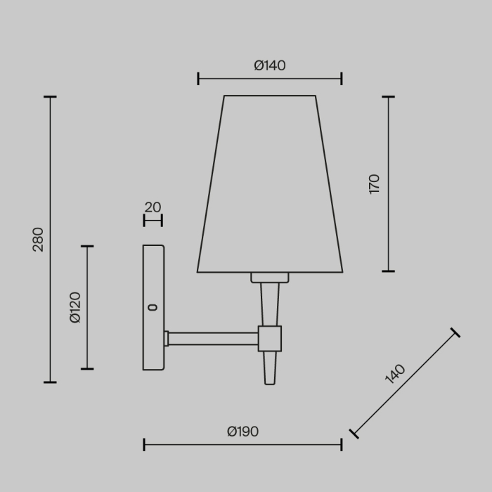 Lampă de perete ZARAGOZA, alama/negru, 28 cm - MAYTONI [3]