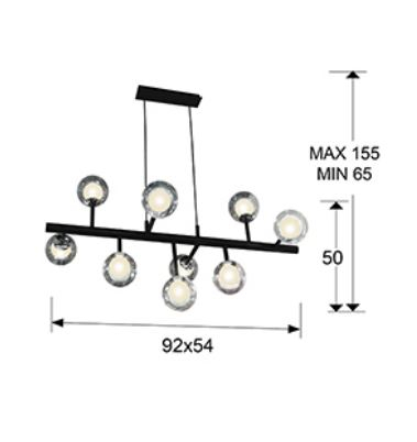 Lampa suspendata ALTAIS, negru, 9*G9, lungime 92 cm - SCHULLER [4]