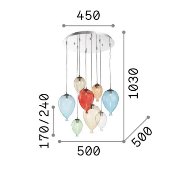 Lampa suspendata copii CLOWN 8, multicolor, 8*G9, diametru 50 cm - IDEAL LUX [4]