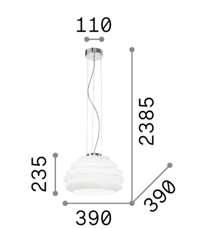 Lampa suspendata KARMA SP1, alb/crom, diametru 39 cm - IDEAL LUX [3]